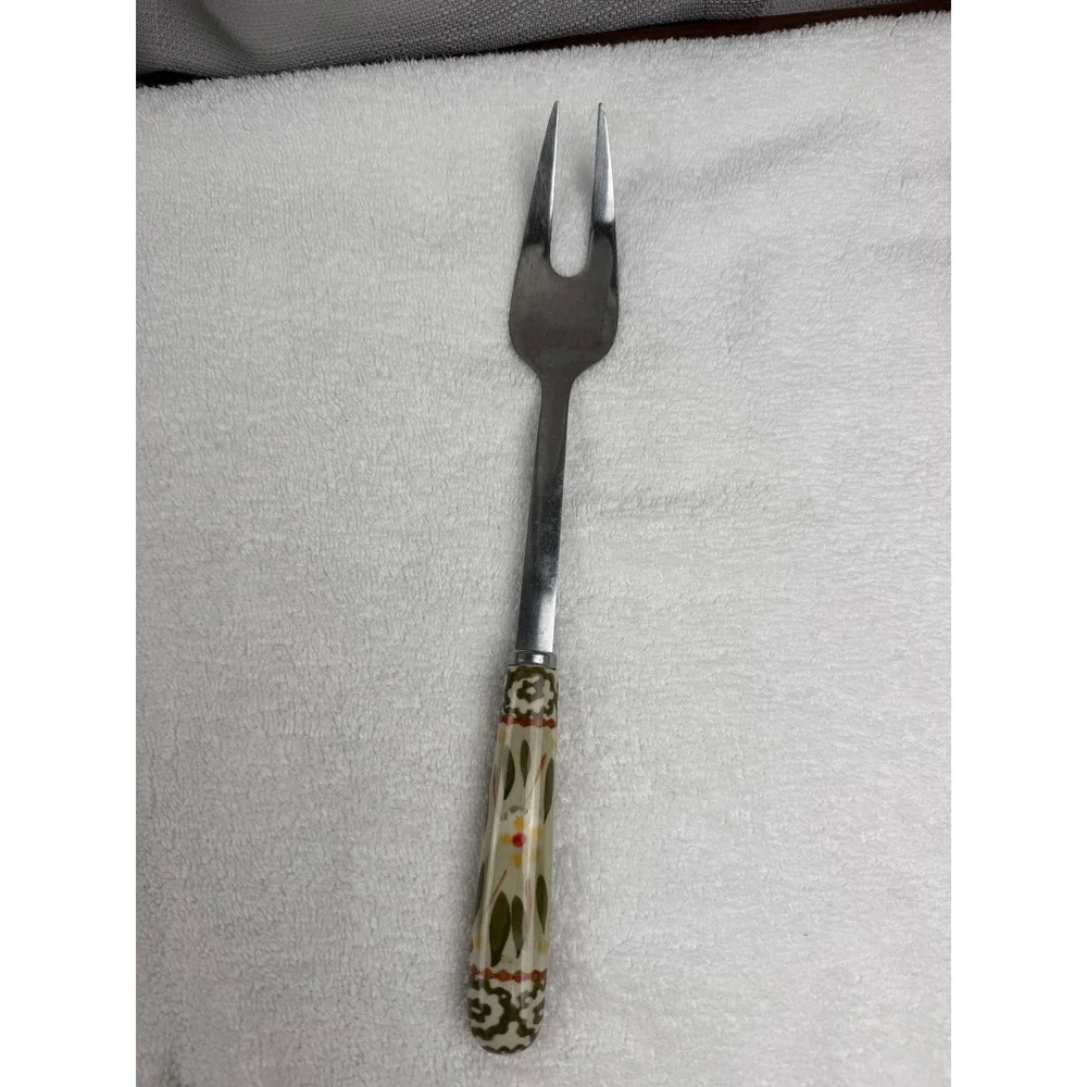 Temp-tations Old World Green Meat Serving Fork Stainless Steel Ceramic Handle